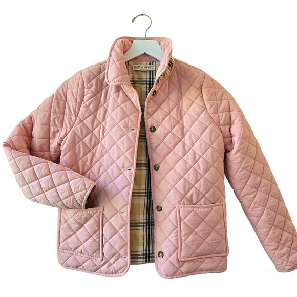 Hope & Henry Other - Hope & Henry Girl Quilted Barn Jacket Pink & Plaid Size Large EUC Preppy Classic